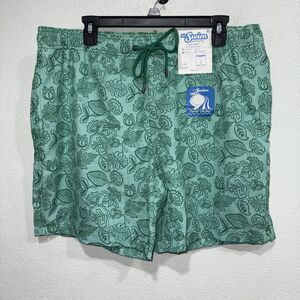 Mr Turk Swim Trunks Mens XL Green Floral Tropical Lined Board Shorts NWT